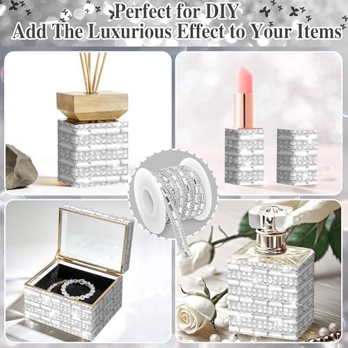 White Rhinestone Ribbon Roll 1 CM Wide Glass Gem Rhinestone Tape