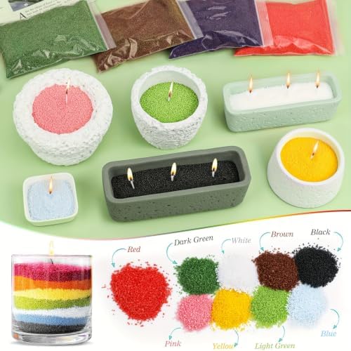 Blingfun 5 Color DIY Sand Wax Candle Making Kit – Refillable Pearled Wax with Candle Wicks, Scented Candle Supplies for Halloween, Christmas, Wedding, Home Decor (Sand Candle Craft Kit)