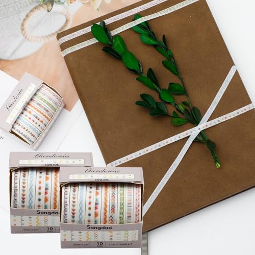 10 Rolls Sparkling Washi Tape Set - Decorative Gold Foil Tapes for Journals, Scrapbooks, DIY Crafts, and Gift Wrapping