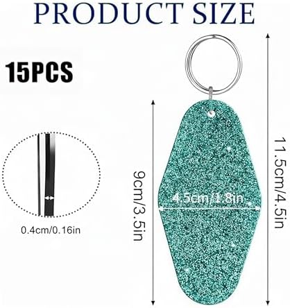 Glitter Acrylic Motel Keychains Bulk,Colorful Diamond Shaped Keychain Tags with Rings Blank Plastic Keychain for DIY