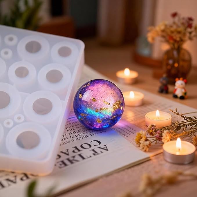Sphere Silicone Molds for Resin,Seamless Sphere Resin Molds Silicone,Resin Bead Mold,Small Resin Molds for Jewellery Making,Pendant and and DIY Gifts,for resi n Casting(20Cavity Sphere Molds)