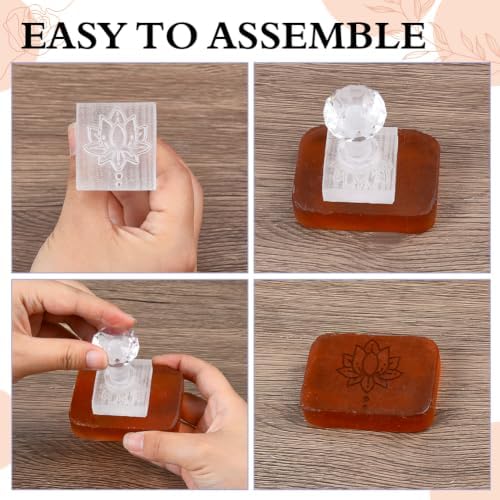 PH PandaHall Acrylic Handmade Soap Stamp - Lotus Flower Imprint 1.3 inch