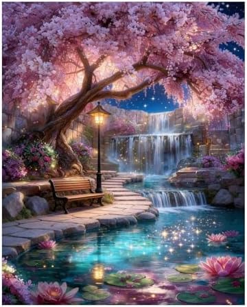 bleihum Cherry Blossoms Paint by Numbers Kit for Adults Tree 16x20inch