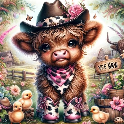 Axquilon Aquilon Highland Cow Diamond Art Kits for Adults 14x14 inch