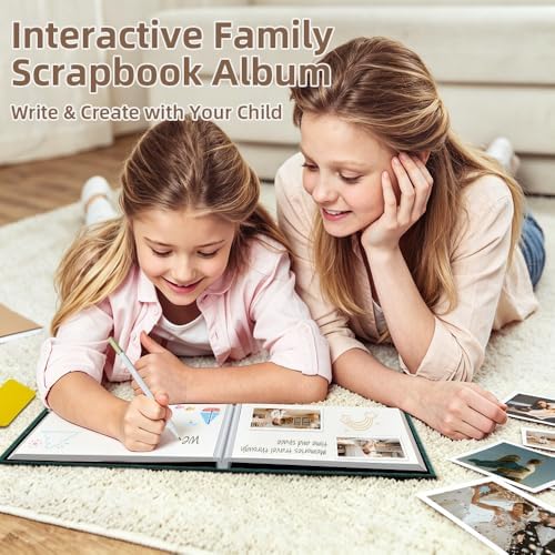 Popotop Photo Album Self Adhesive Scrapbook Album for 4x6 5x7 8x10 Pictures DIY Photo Book as Scrapbooking Supplies Kits, Birthday Gifts for Women Mom Wedding Baby Family Travel