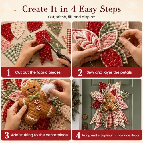 Daily Partner Quilted Christmas Door Hanging DIY Sewing Kit (F)