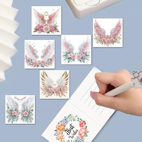 LSQFS 6 Pack 5D DIY Diamond Art Greeting Cards with Envelopes,5.9 * 5.91in