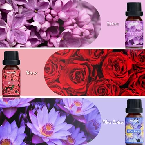 ARVIDSSON Floral Essential Oils Set, Natural Flower Essential Oil Gift for Women - Rose, Gardenia, Cherry Blossom, Honeysuckle, Lilac, Blue Lotus, Scented Oil for Diffuser, Valentines Day Gift for Her