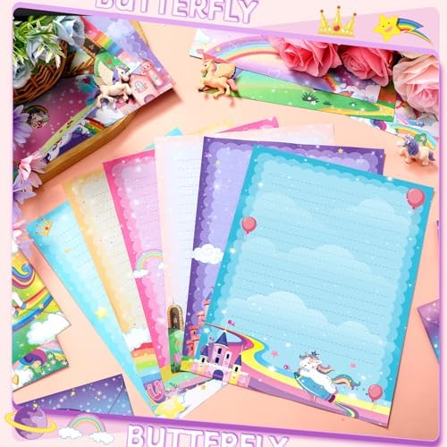 TaoBary 160 Pcs Unicorn Stationary Letter and Envelopes Set