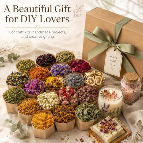 Sukh 21 Bags Dried Herbs Kit - Natural Dried Flowers for Soap Candle Crafts