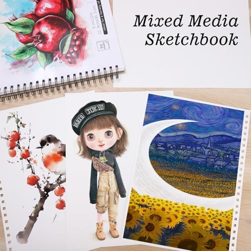 4 Pack Mixed Media Sketchbook 9×12 in, Spiral Bound, 200 Sheets Sketch Pads