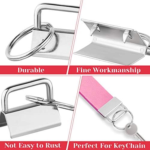 Key Fob Hardware Set, Shynek 50PCS Lanyard Key Fob Hardware 1 Inch with Key Fob Pliers Tool for Keychain and Wristlet Clamp Hardware Supplies