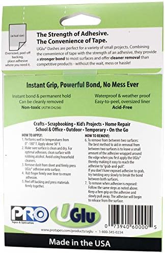 PRO Tapes & Specialties 306UGLU600 UGlu Dash Sheets, 1/2 in. x 5/8 in. dashes / 160 dashes per Pack, Clear