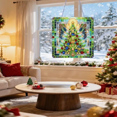 VeGuude Christmas Diamond Art Kits for Adults, DIY Acrylic Hanging Ornament