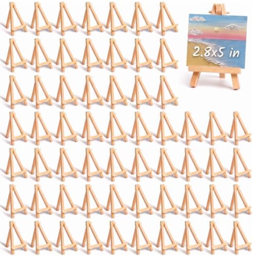 Mimorou 100 Pieces Mini Wooden Easel Stands Tripod Display Tabletop,5 Inch