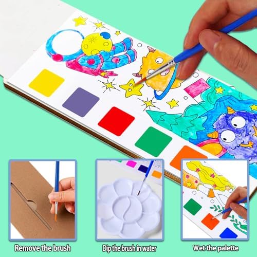JUNQIU 5Pack Water Color Paint Sets for Kids, Pocket Watercolor Paint Set