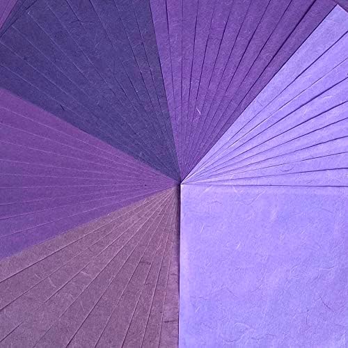Natural Fiber Mulberry Paper Sheets 6 x 6 Inches, 50 PCS Handmade Craft Paper for Origami, Scrapbooking, Card Making, DIY Decoration, Mixed Media Art (Purple Tone, 6x6 Inch)