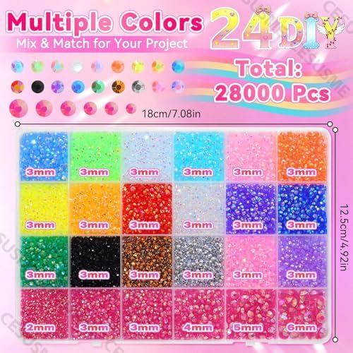 28000 Pcs Color Rhinestones Bedazzling Kit, Dark Rose Red Resin Jelly Gems