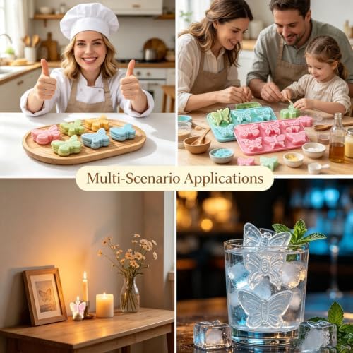3 Pack Butterfly Silicone Soap Mold- Non-Stick Reusable for DIY & Baking | Soap Mold Making,Non-Stick,Reusable,Heat & Cold Resistant,Dishwasher Safe,for Chocolate,Wax Melts,Bath Bombs,Resin,Ice Cubes