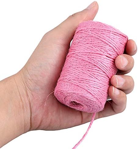 KINGLAKE Pink Jute Twine, 328 Feet, 2mm, Light, Twisted, Perfect for Arts, Crafts, Weddings, Christmas, Valentines Day Gifts