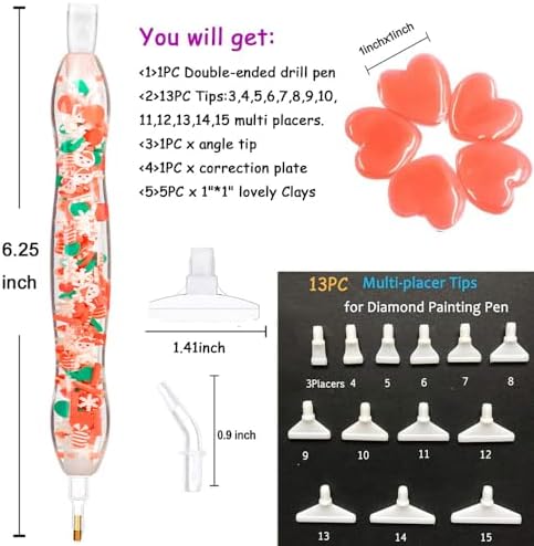 Praise V Do Christmas Diamond Painting Art Drill Pen Stylus,Gem Rhinestone Picker Tool Pen Kit Accessories Nail Art Embroidery with Glue Clays Tips