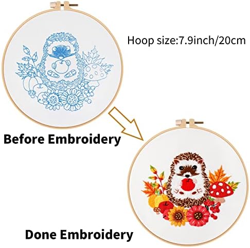 Louise Maelys Cute Hedgehog Embroidery Kit for Beginners Animal Craft