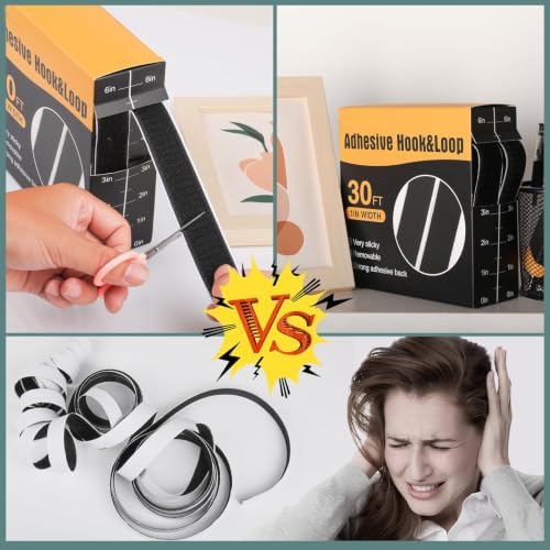 Navona 2 Boxes Heavy Duty Hook and Loop Strips with Adhesive, 60Ft x 1 Inch