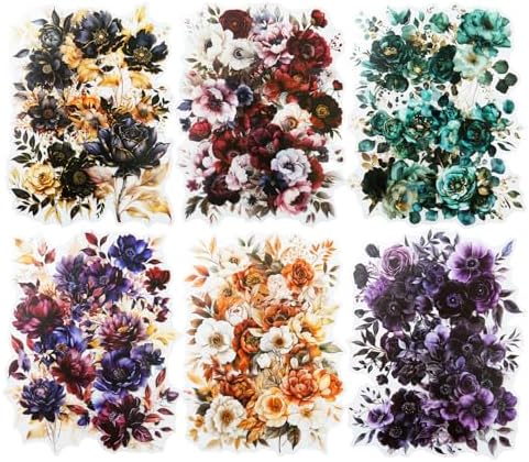 120 Pcs Gothic Floral Stickers for Scrapbooking and Journaling