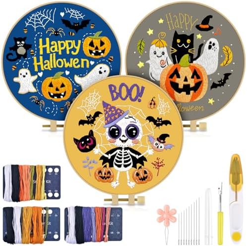 TINDTOP Halloween Embroidery Kit for Adult, Embroidery DIY Starter Kit