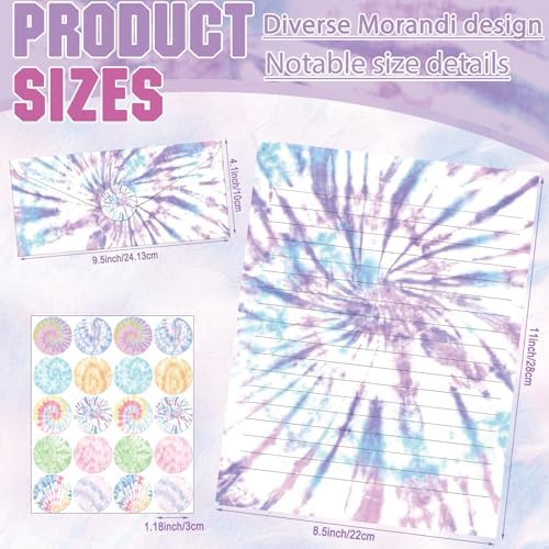 TaoBary 160 Pcs Tie Dye Stationery Paper and Envelopes Set, 8.5 x 11''