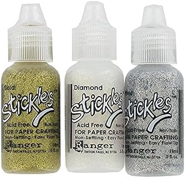 Stickles Glitter Glue Bundle of 3 Colors | Silver, Diamond, and Gold | Craft Glitter Glues