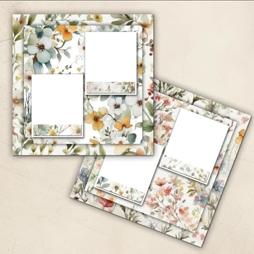 48 Sheets Floral Vintage Scrapbook Paper,Watercolor Vintage Floral Pattern Decorative Scrapbook Paper for Journals DIY Cards and Photo Albums,Aesthetic Craft Supplies