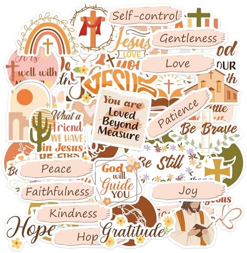 50 Pcs Christian Bible Verse Vinyl Stickers, Jesus Cross Designs