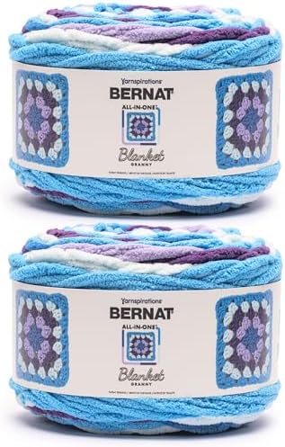 Bernat All in One Blanket Granny Soft Crochet Yarn, Lilac Waves, 2-Pack