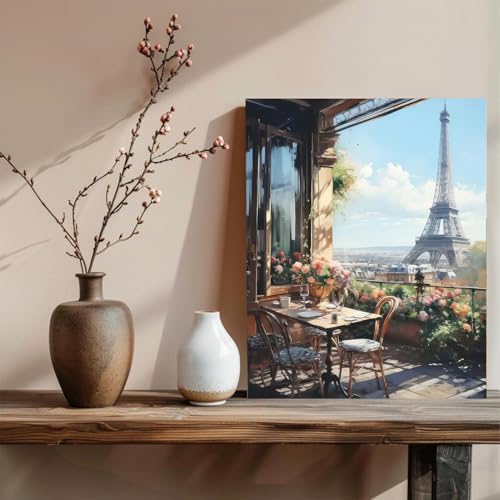 xcemhil Paint by Numbers Kit for Adults, Paris Paint by Numbers for Adults, Landscape Paint by Number for Gifts and Home Wall Decor 16x20in