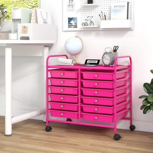 COSTWAY 12-Drawer Rolling Storage Cart, Utility Storage Organizer Cart