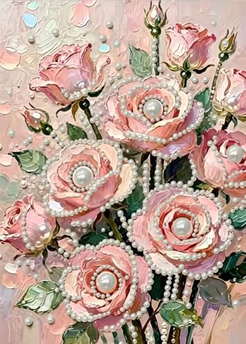 DIYBEADDOT Rose Pearl Diamond Painting Kits for Adults,Diamond Art 12x16In