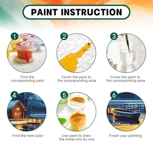 Possoco Paint by Numbers Kit for Adults Beginner, Landscape Easy Adult Paint by Number Kits on Canvas, DIY Acrylic Watercolor Oil Paint by Number for Adults Teens for Home Decor Gift 16x20 Inch
