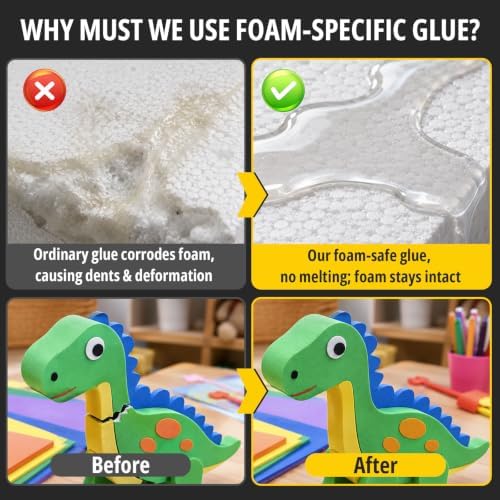 120ml Clear Foam Glue Adhesive with Brush | Quick-Drying Strong Bond Glue for Foam DIY Crafts Model Making Home Repairs