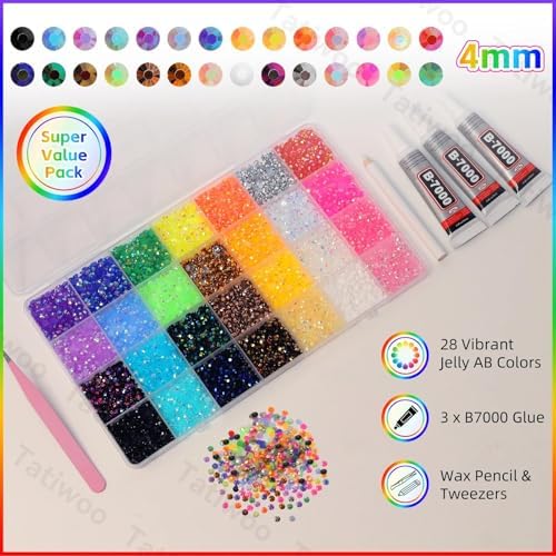 20000Pcs Color Resin Jelly Rhinestones for Bedazzling, 4mm Gems Crafts