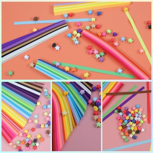 Phinus 2060 Sheets Origami Paper, 27 Assortment Colors Double Sided Star Paper Strips, 8.3 x 0.6 Inch Lucky Origami Star Paper Strips for DIY Hand Art Crafts