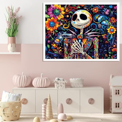 Halloween Jack Paint by Numbers Kit for Adults 16x12 inch (Without Frame) | Nightmare Before Christmas Adult Paint by Number Kits on Canvas, DIY Acrylic Oil Easy Painting by Numbers for Home Wall Decor