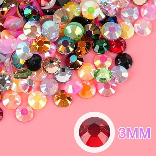 Canvalite 40000Pcs 40 Colors Jelly Rhinestones for Bedazzling, 3mm Multicolor Resin Flatback Gems for Diamond Art, Bedazzler Kit with 3Pcs 10ml B7000 Jewelry Glue for Crafting Book Shoes Nail Art