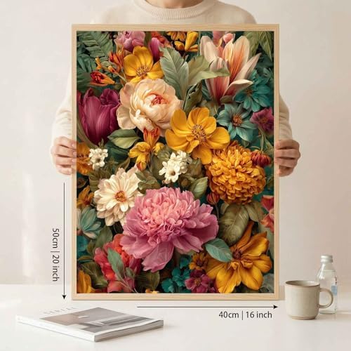 Amphol Paint by Numbers Kit for Adults - DIY Floral Symphony Paint by Numbers on Unframed 16”x20” Canvas, Oil Painting by Number Kit for Home Wall Decor, Stress Relief with Complete Acrylic Paint Set