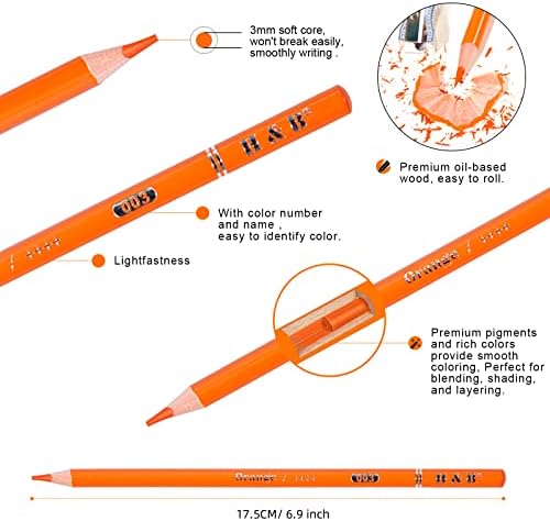 H & B 72 Colored Pencils Set, Art Pencil Kit for Adult Coloring,Oil Based Soft Core, Ideal for Coloring Sketching Shading,Art Set for Kids Teens Beginner Wooden Color Pencils