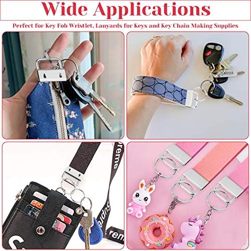 Key Fob Hardware Set, Shynek 50PCS Lanyard Key Fob Hardware 1 Inch with Key Fob Pliers Tool for Keychain and Wristlet Clamp Hardware Supplies