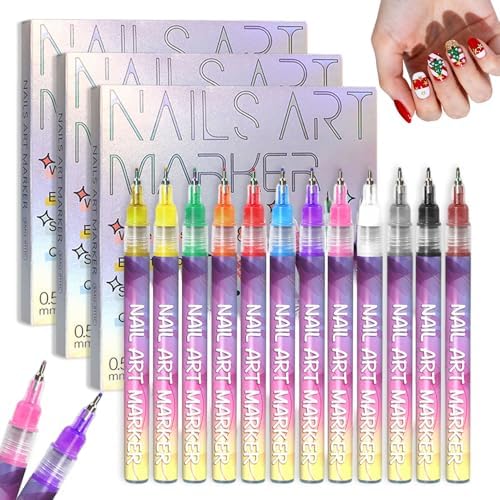 12 Colors Nail Art Pens Set, Nail Art Markers Polish Pen for 3D Nail Art, Drawing Painting Liner Brush for DIY Nail Art Beauty Adorn Manicure Tool (36 colors)