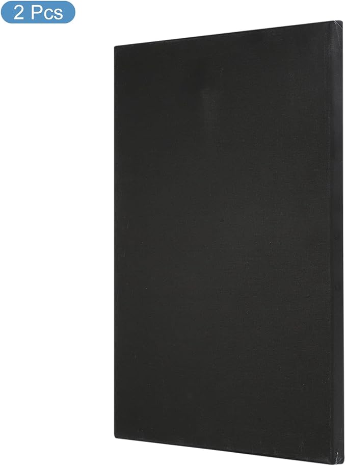 PATIKIL Paint Canvases Panel for Painting, 2 Pack 12x16 Inch Rectangle Wood Frame Stretched Blank Art Board Panels for Acrylic, Oil, Tempera Painting, Black