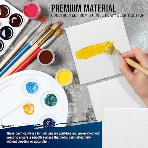 U.S. Art Supply Mini Magnetic Canvas Panels, 24 Pack, 4x4 Inch Square