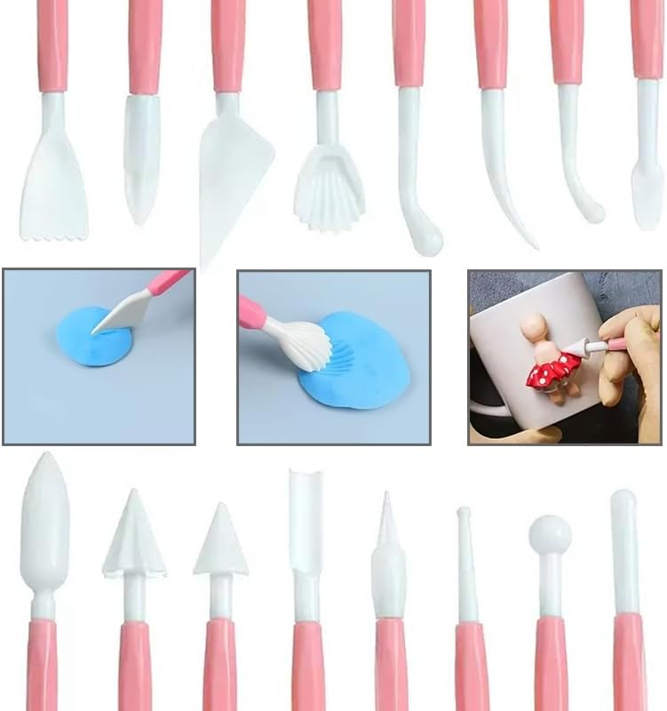 22 PCS Clay Sculpting Tools Set, Pink Air Dry Clay Tools & Polymer Clay Tools Kit, Double-Ended Plastic Modeling Tools for Pottery, Polymer Clay, Air Dry Clay & DIY Crafting for Adult